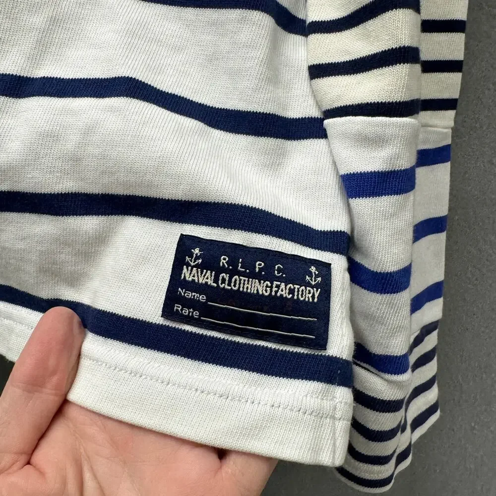 Polo Ralph Lauren Shirt Womens Medium Nautical Stripe Blue White Cotton Naval - Picture 3 of 9